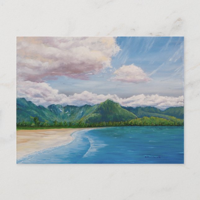 Hanalei Bay Hawaii Painting Vykort (Framsida)
