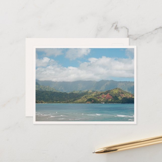Hanalei Bay Hawaii Princeville View Blank Vykort (Fram/Back In Situ)