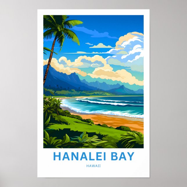 Hanalei Bay Hawaii Travel Skriv ut Poster (Framsidan)