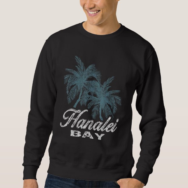 Hanalei Bay Hawaii Two Big Handflatan Lång Ärmad Tröja (Framsida)