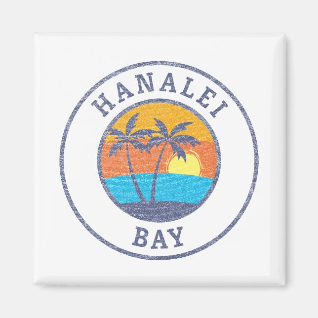 Hanalei Bay, Kauai Faded Classic Stil Magnet (Framsidan)