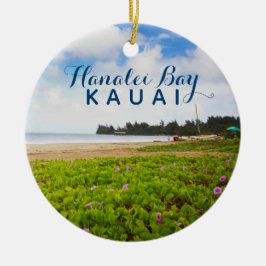 Hanalei Bay Kauai Hawaii 2 fotoår Julgransprydnad Keramik