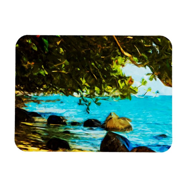 Hanalei Bay Kauai Hawaii Abstrakt Magnet (Horisontell)