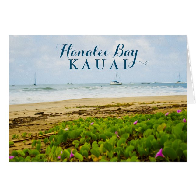 Hanalei Bay Kauai Hawaii Beach & Boats Hälsningskort (Framsidan Horizontal)