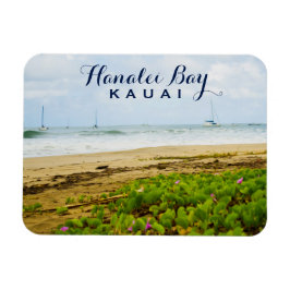 Hanalei Bay Kauai Hawaii Beach & Boats Magnet