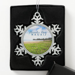 Hanalei Bay Kauai Hawaii Snowflake Pewter Christma Snöflinga Pewter Julgransprydnad