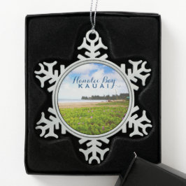 Hanalei Bay Kauai Hawaii Snowflake Pewter Christma Snöflinga Pewter Julgransprydnad