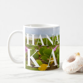 Hanalei Bay Kauai Lila Flower Big Text Kaffemugg