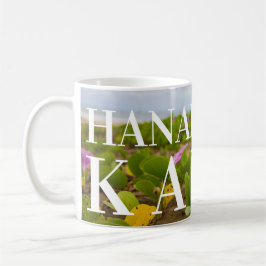 Hanalei Bay Kauai Lila Flower Big Text Kaffemugg