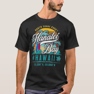 Hanalei Bay North Shore Kauai Hawaii Retro Sol Sur T Shirt