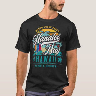Hanalei Bay North Shore Kauai Hawaii Retro Sol Sur T Shirt