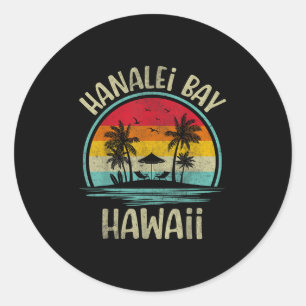 Hanalei, Bay Strand Hawaii Palmträd Familj Sommar Runt Klistermärke