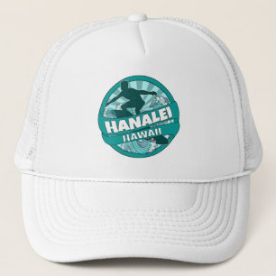 Hanalei Hawaii teal surfer logotyp hat Keps