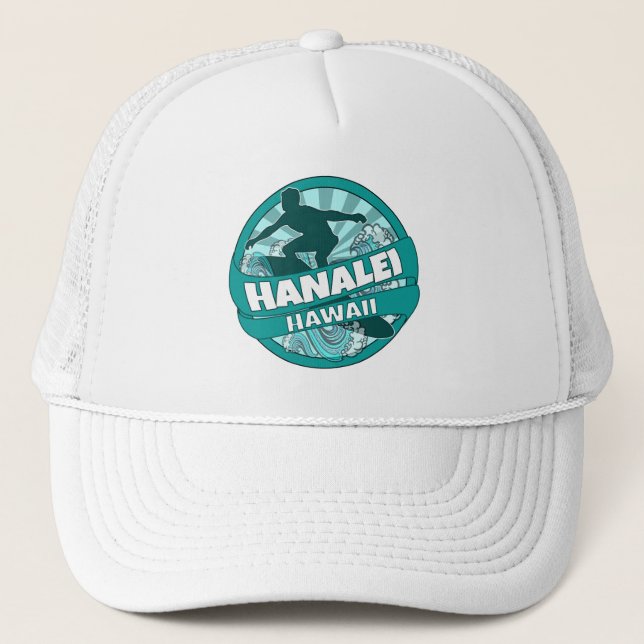 Hanalei Hawaii teal surfer logotyp hat Keps (Framsida)