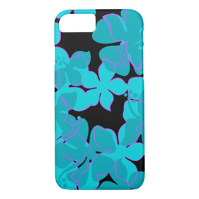 Hanalei Hawaiian Hibiscus Blommigt Teal Case-Mate iPhone Skal (Baksida)