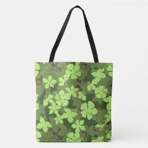 Hanalei Hawaiian Hibiscus Camo Blommigt Beach Bag Tygkasse