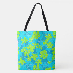 Hanalei Hawaiian Hibiscus Camo Blommigt Beach Bag Tygkasse