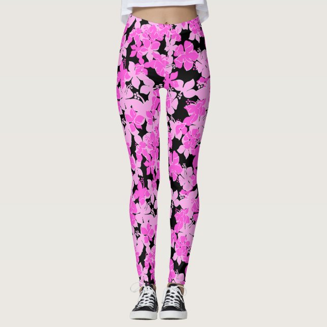 Hanalei Hawaiian Hibiscus Camo Blommigt Leggings (Framsida)