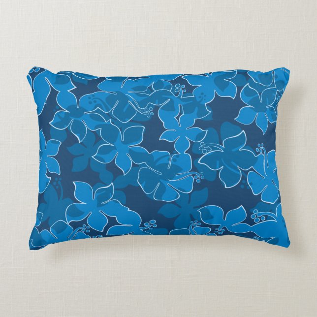 Hanalei Hawaiian Hibiscus Camo Blommigt Prydnadskudde (Framsidan)