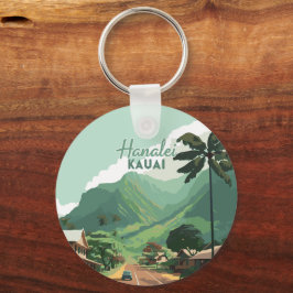 Hanalei Kauai Hawaii Bay Mountains Grönt Nyckelring