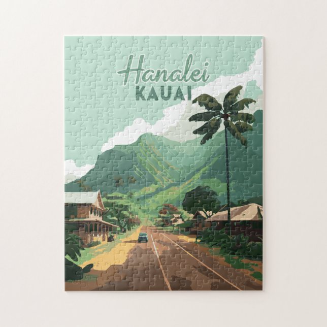 Hanalei Kauai Hawaii Bay Mountains Grönt Pussel (Vertikal)