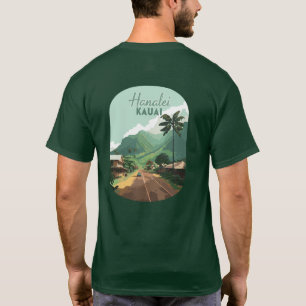 Hanalei Kauai Hawaii Bay Mountains Grönt T Shirt