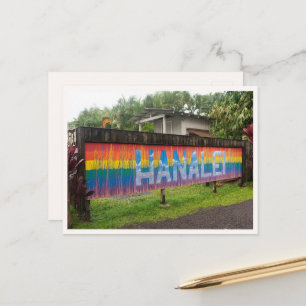 Hanalei Kauai Hawaii Regnskogsskylt Blank Vykort