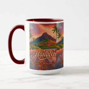 Hanalei Kauai Hawaii Retro Volcano Road 1950 Mugg