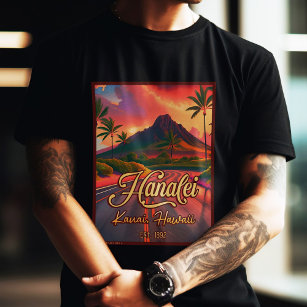Hanalei Kauai Hawaii Retro Volcano Road 1950 T Shirt