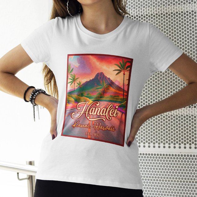 Hanalei Kauai Hawaii Retro Volcano Road 1950 T Shirt (Skapare uppladdad)