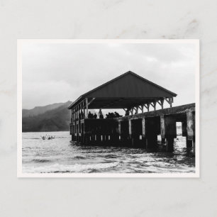 Hanalei Pier Kauai Hawaii Svart & Vitt Foto Vykort