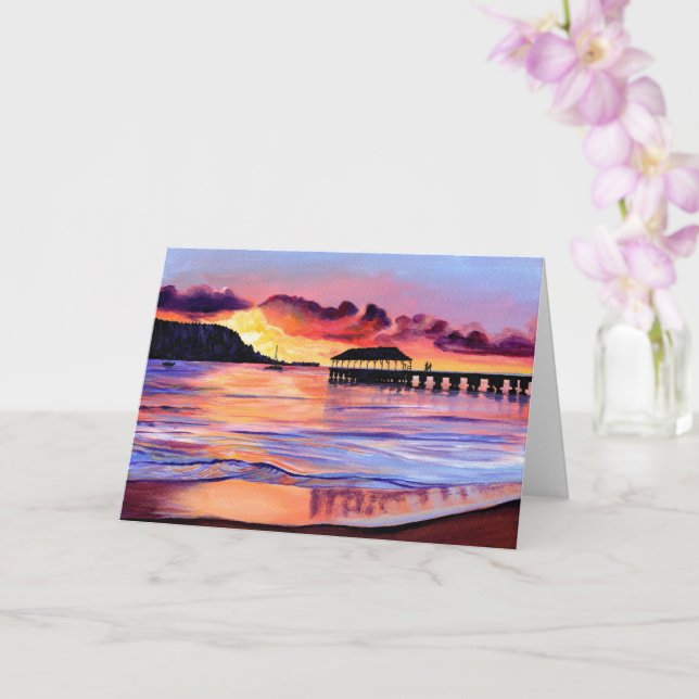 Hanalei Pier Sunset Card Kort (Orkide)