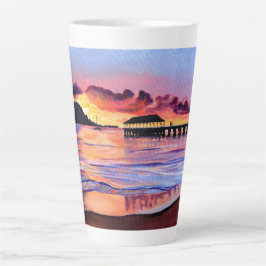 Hanalei Pier Sunset Kauai Beach Latte Mugg