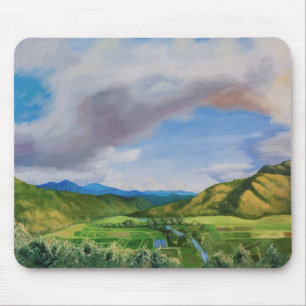 Hanalei Valley Hawaii Oljemålning Musmatta