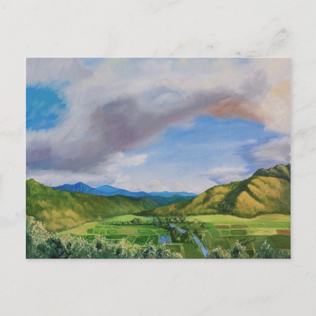Hanalei Valley Hawaii Oljemålning Vykort (Framsida)