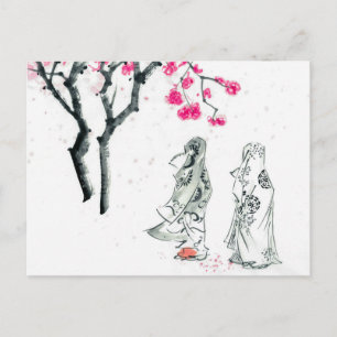 Hanami Blödning av sakura-blommor Vykort