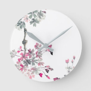 Hanami   Blooming sakura gren Rund Klocka