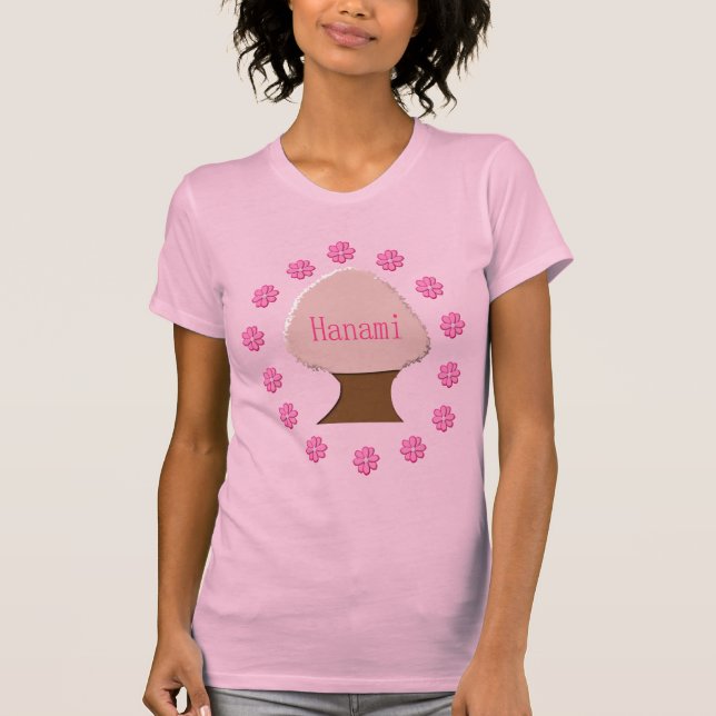 Hanami Japanska Cherry Träd T Shirt (Framsida)