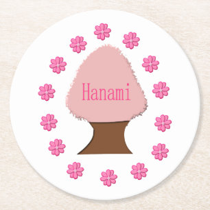 Hanami Japanska Cherry Träd Underlägg Papper Rund