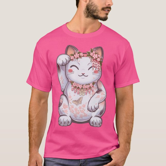 Hanami Maneki Neko Shun T Shirt (Framsida)