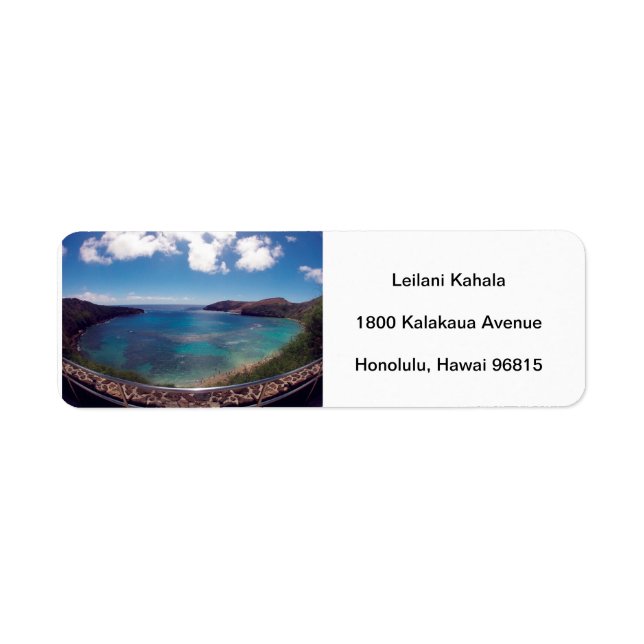 Hanauma Bay Hawaii Returadress Etikett (Framsidan)