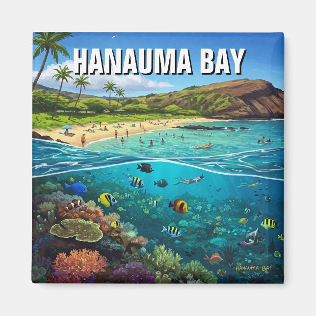 Hanauma Bay Oahu Hawaii Travel Magnet (Framsidan)