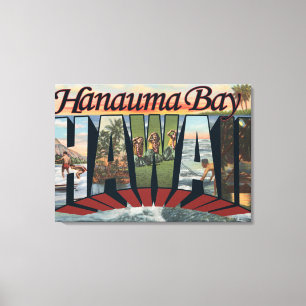 Hanauma fjärd, Hawaii - stora brevplatser Canvastryck