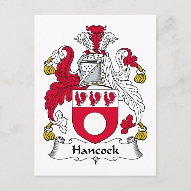 Hancock Family Crest Vykort (Framsida)