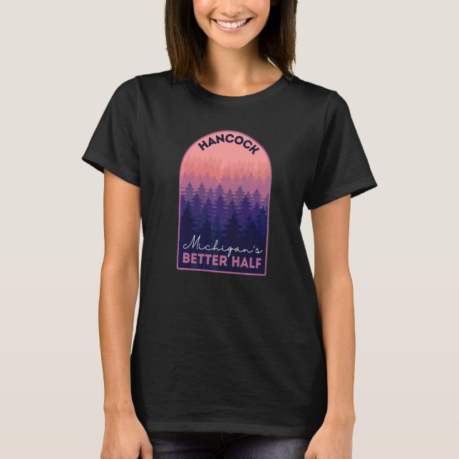 Hancock Michigans Bättre Hälften Yooper Upp Retro T Shirt (Framsida)