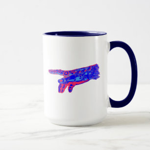 Hand av en Cyborg Gud (röd och blå) Mugg