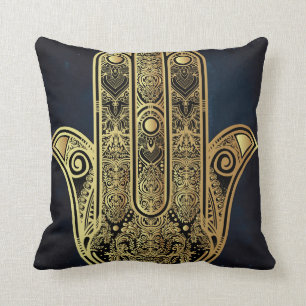 Hand av Fatima,symbol för skydd,Hamsa,guld på Kudde