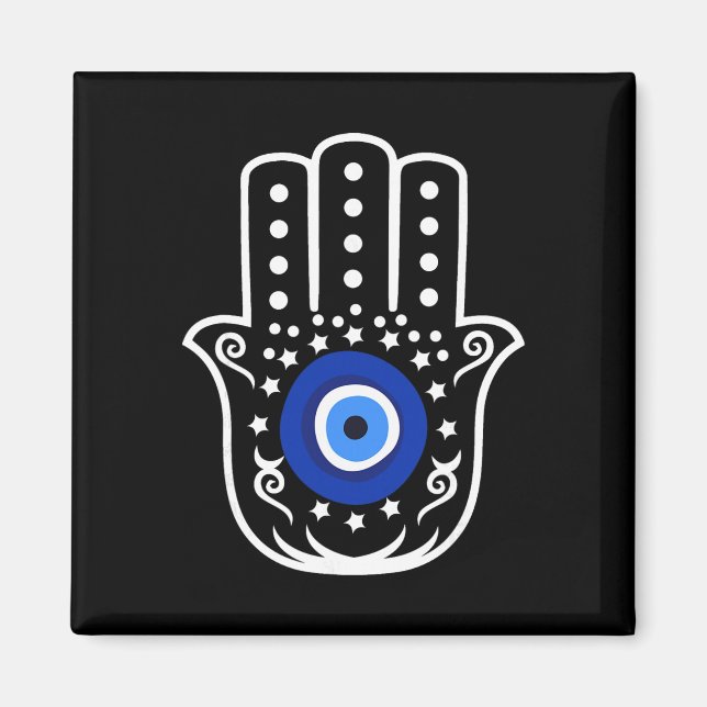Hand av Hamsa Fatima Turkisk Tiger Eye Ondskans Sk Magnet (Framsidan)
