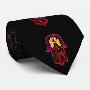 Hand av Hamsa feat: livets träd Red/Rosa Slips