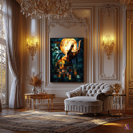 Hand av Ljus Glasmosaik Surrealistisk Konstverk Canvastryck